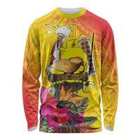 Papua New Guinea Cultural Tropical Flowers Long Sleeve Shirt LT9 Unisex Gold - Polynesian Pride