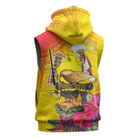Papua New Guinea Cultural Tropical Flowers Sleeveless Zip Hoodie LT9 - Polynesian Pride
