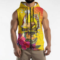 Papua New Guinea Cultural Tropical Flowers Sleeveless Zip Hoodie LT9 - Polynesian Pride