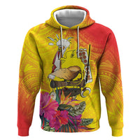 Papua New Guinea Cultural Tropical Flowers Zip Hoodie LT9 Pullover Hoodie Gold - Polynesian Pride