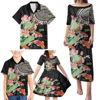 Personalized Japanese Koi Fish Family Matching Puletasi and Hawaiian Shirt with Polynesian Pattern LT9 - Polynesian Pride