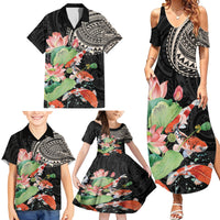 Personalized Japanese Koi Fish Family Matching Summer Maxi Dress and Hawaiian Shirt with Polynesian Pattern LT9 - Polynesian Pride