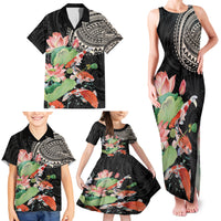 Personalized Japanese Koi Fish Family Matching Tank Maxi Dress and Hawaiian Shirt with Polynesian Pattern LT9 - Polynesian Pride