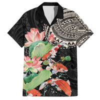 Personalized Japanese Koi Fish Hawaiian Shirt with Polynesian Pattern LT9 Black - Polynesian Pride