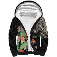 Personalized Japanese Koi Fish Sherpa Hoodie with Polynesian Pattern LT9 Unisex Black - Polynesian Pride
