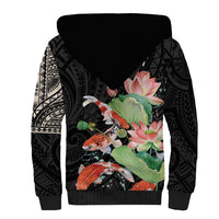 Personalized Japanese Koi Fish Sherpa Hoodie with Polynesian Pattern LT9 - Polynesian Pride