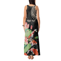 Personalized Japanese Koi Fish Tank Maxi Dress with Polynesian Pattern LT9 - Polynesian Pride