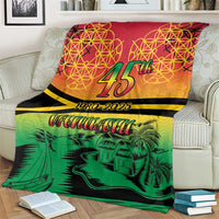 Hapi 45th Indipendens Dei Vanuatu Blanket Yumi 1980 with Vanuatuan Beach Landscape