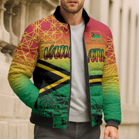 Hapi 45th Indipendens Dei Vanuatu Bomber Puffer Jacket Yumi 1980 with Vanuatuan Beach Landscape LT9 - Polynesian Pride