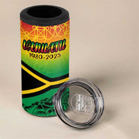 Hapi 45th Indipendens Dei Vanuatu 4 in 1 Can Cooler Tumbler Yumi 1980 with Vanuatuan Beach Landscape