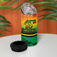 Hapi 45th Indipendens Dei Vanuatu 4 in 1 Can Cooler Tumbler Yumi 1980 with Vanuatuan Beach Landscape