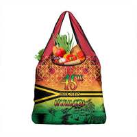 Hapi 45th Indipendens Dei Vanuatu Grocery Bag Yumi 1980 with Vanuatuan Beach Landscape