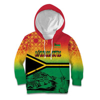 Hapi 45th Indipendens Dei Vanuatu Kid Hoodie Yumi 1980 with Vanuatuan Beach Landscape