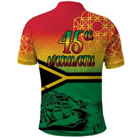 Hapi 45th Indipendens Dei Vanuatu Polo Shirt Yumi 1980 with Vanuatuan Beach Landscape