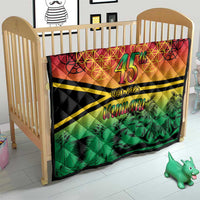 Hapi 45th Indipendens Dei Vanuatu Quilt Yumi 1980 with Vanuatuan Beach Landscape