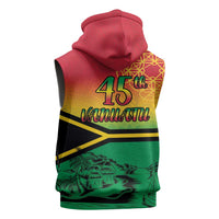 Hapi 45th Indipendens Dei Vanuatu Sleeveless Zip Hoodie Yumi 1980 with Vanuatuan Beach Landscape LT9 - Polynesian Pride