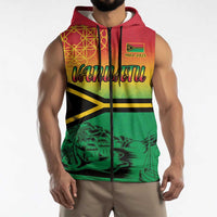 Hapi 45th Indipendens Dei Vanuatu Sleeveless Zip Hoodie Yumi 1980 with Vanuatuan Beach Landscape LT9 - Polynesian Pride