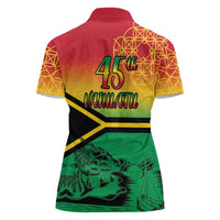 Hapi 45th Indipendens Dei Vanuatu Women Polo Shirt Yumi 1980 with Vanuatuan Beach Landscape