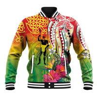 Vanuatu 45th Anniversary Baseball Jacket Polynesian with Sand Drawing Pattern LT9 Unisex Red - Polynesian Pride