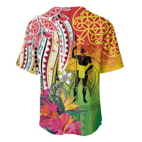 Vanuatu 45th Anniversary Baseball Jersey Polynesian with Sand Drawing Pattern