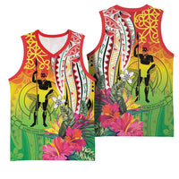 Vanuatu 45th Anniversary Basketball Jersey Polynesian with Sand Drawing Pattern LT9 - Polynesian Pride