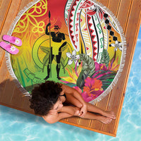 Vanuatu 45th Anniversary Beach Blanket Polynesian with Sand Drawing Pattern LT9 - Polynesian Pride
