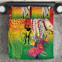 Vanuatu 45th Anniversary Bedding Set Polynesian with Sand Drawing Pattern