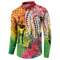 Vanuatu 45th Anniversary Button Sweatshirt Polynesian with Sand Drawing Pattern LT9 - Polynesian Pride