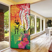 Vanuatu 45th Anniversary Door Cover Polynesian with Sand Drawing Pattern - Polynesian Pride