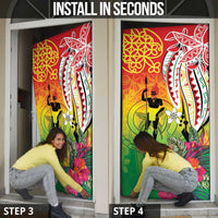 Vanuatu 45th Anniversary Door Cover Polynesian with Sand Drawing Pattern - Polynesian Pride