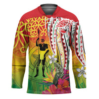 Vanuatu 45th Anniversary Hockey Jersey Polynesian with Sand Drawing Pattern LT9 Unisex Red - Polynesian Pride