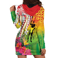 Vanuatu 45th Anniversary Hoodie Dress Polynesian with Sand Drawing Pattern