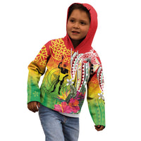 Vanuatu 45th Anniversary Kid Hoodie Polynesian with Sand Drawing Pattern