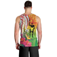 Vanuatu 45th Anniversary Men Tank Top Polynesian with Sand Drawing Pattern LT9 - Polynesian Pride