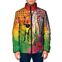Vanuatu 45th Anniversary Padded Jacket Polynesian with Sand Drawing Pattern LT9 Men Red - Polynesian Pride