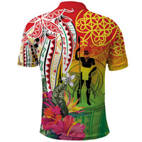 Vanuatu 45th Anniversary Polo Shirt Polynesian with Sand Drawing Pattern