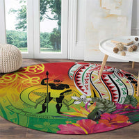 Vanuatu 45th Anniversary Round Carpet Polynesian with Sand Drawing Pattern