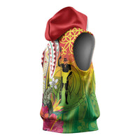 Vanuatu 45th Anniversary Sleeveless Hoodie Polynesian with Sand Drawing Pattern - Polynesian Pride