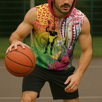 Vanuatu 45th Anniversary Sleeveless Zip Hoodie Polynesian with Sand Drawing Pattern LT9 - Polynesian Pride