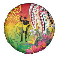 Vanuatu 45th Anniversary Spare Tire Cover Polynesian with Sand Drawing Pattern