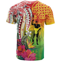 Vanuatu 45th Anniversary T Shirt Polynesian with Sand Drawing Pattern