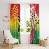 Vanuatu 45th Anniversary Window Curtain Polynesian with Sand Drawing Pattern LT9 - Polynesian Pride