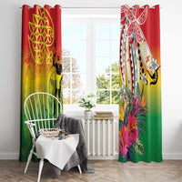 Vanuatu 45th Anniversary Window Curtain Polynesian with Sand Drawing Pattern LT9 - Polynesian Pride