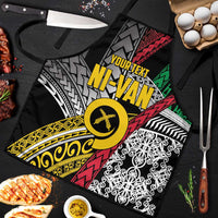 Vanuatu Proud to be Ni-van Personalised Apron with Mutis En Atan Patterns LT9 Black - Polynesian Pride