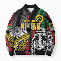 Vanuatu Proud to be Ni-van Personalised Bomber Puffer Jacket with Mutis En Atan Patterns LT9 Unisex Black - Polynesian Pride