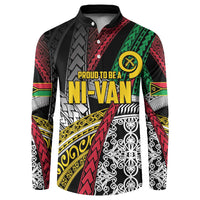 Vanuatu Proud to be Ni-van Personalised Button Sweatshirt with Mutis En Atan Patterns LT9 Black - Polynesian Pride