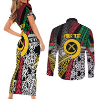Vanuatu Proud to be Ni-van Personalised Couples Matching Short Sleeve Bodycon Dress and Long Sleeve Button Shirt with Mutis En Atan Patterns LT9 - Polynesian Pride