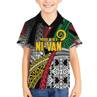 Vanuatu Proud to be Ni-van Personalised Family Matching Short Sleeve Bodycon Dress and Hawaiian Shirt with Mutis En Atan Patterns