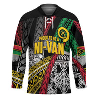 Vanuatu Proud to be Ni-van Personalised Hockey Jersey with Mutis En Atan Patterns LT9 Unisex Black - Polynesian Pride