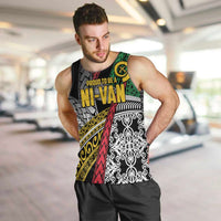 Vanuatu Proud to be Ni-van Personalised Men Tank Top with Mutis En Atan Patterns LT9 Black - Polynesian Pride